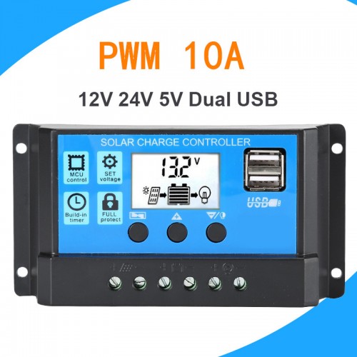 Bộ điều khiển sạc năng lượng mặt trời PWM 10A có màng hình